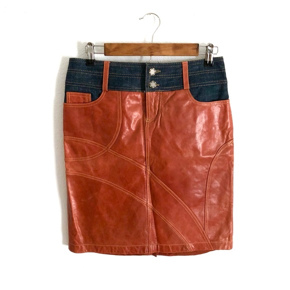 Cache Dresses & Skirts - Caché | Denim Leather Pencil Skirt